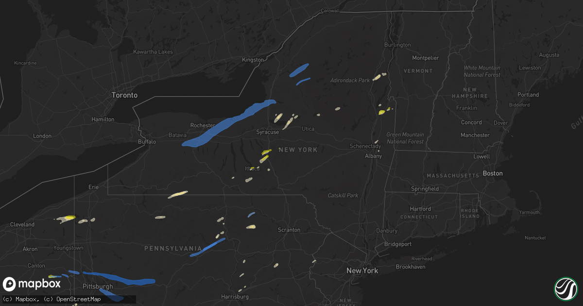 Hail map in New York on June 21, 2021