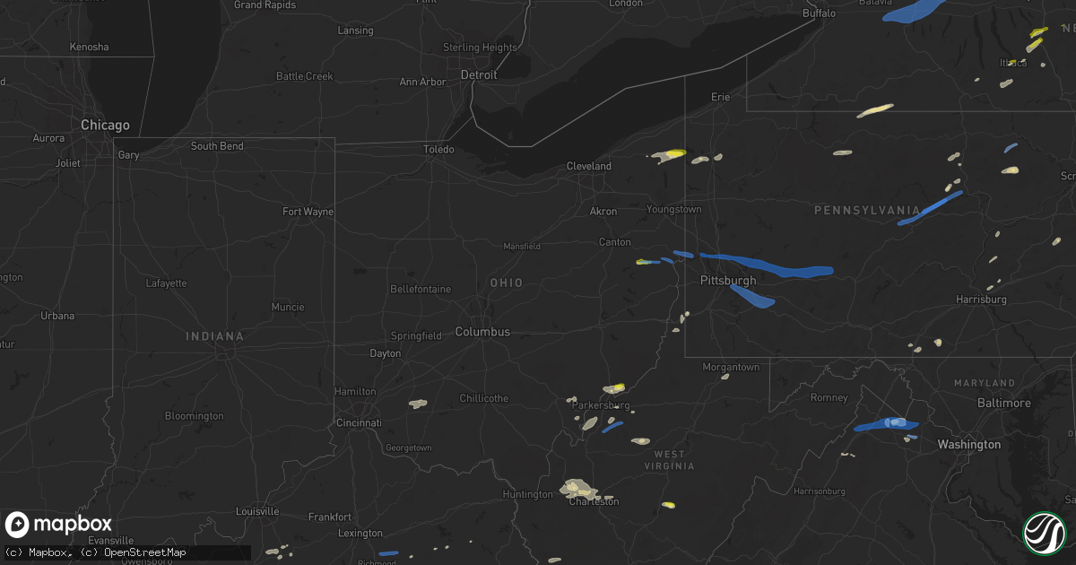 Hail map in Ohio on June 21, 2021
