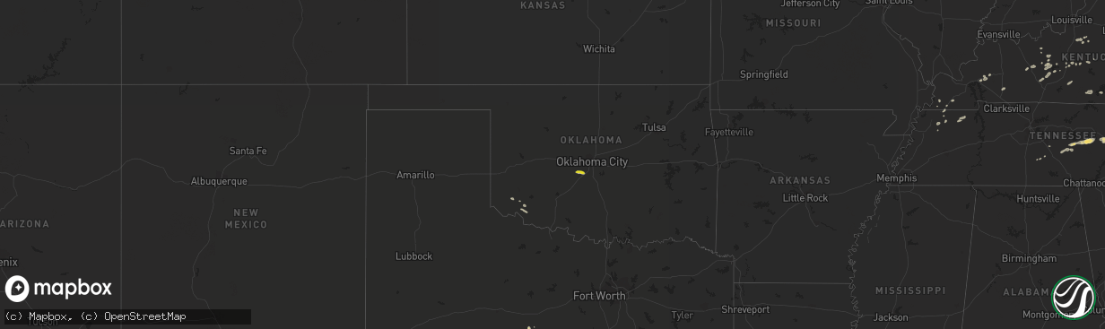 Hail map in Oklahoma on June 21, 2021