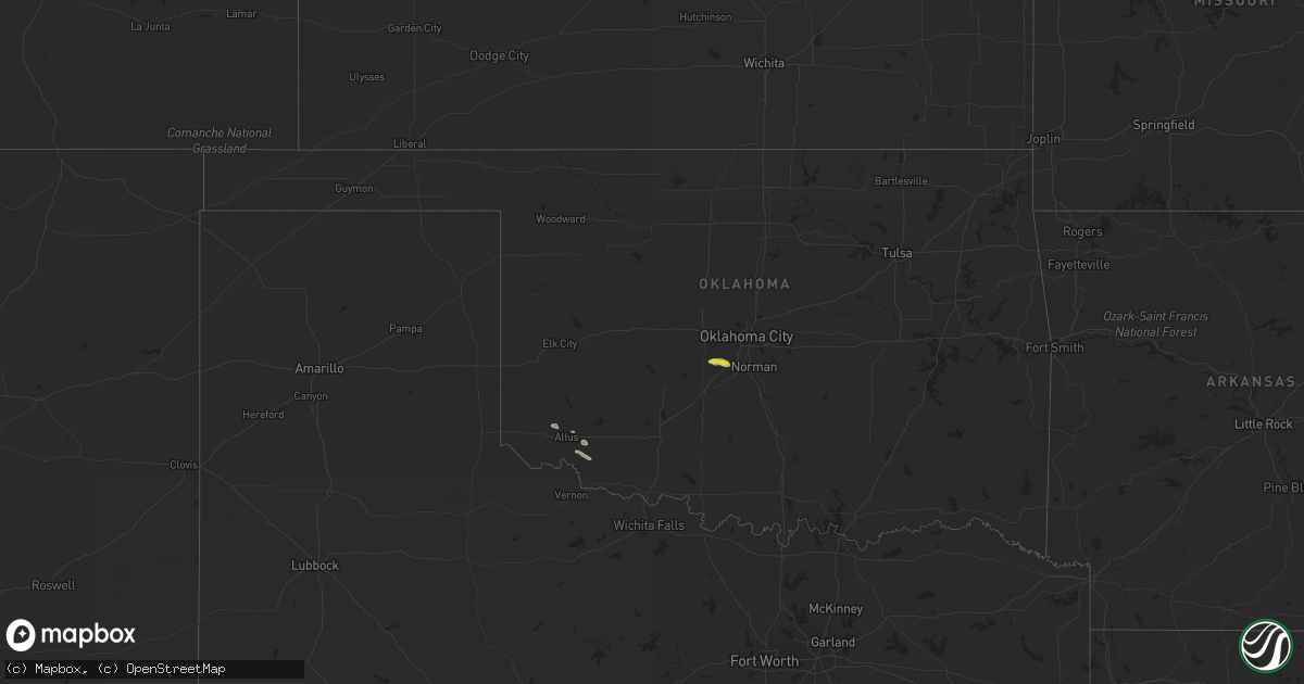 Hail map in Oklahoma on June 21, 2021