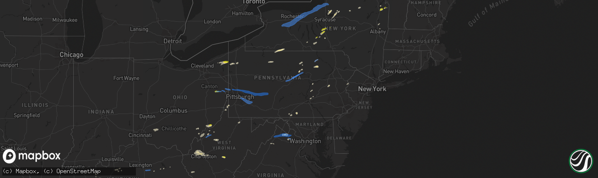 Hail map in Pennsylvania on June 21, 2021