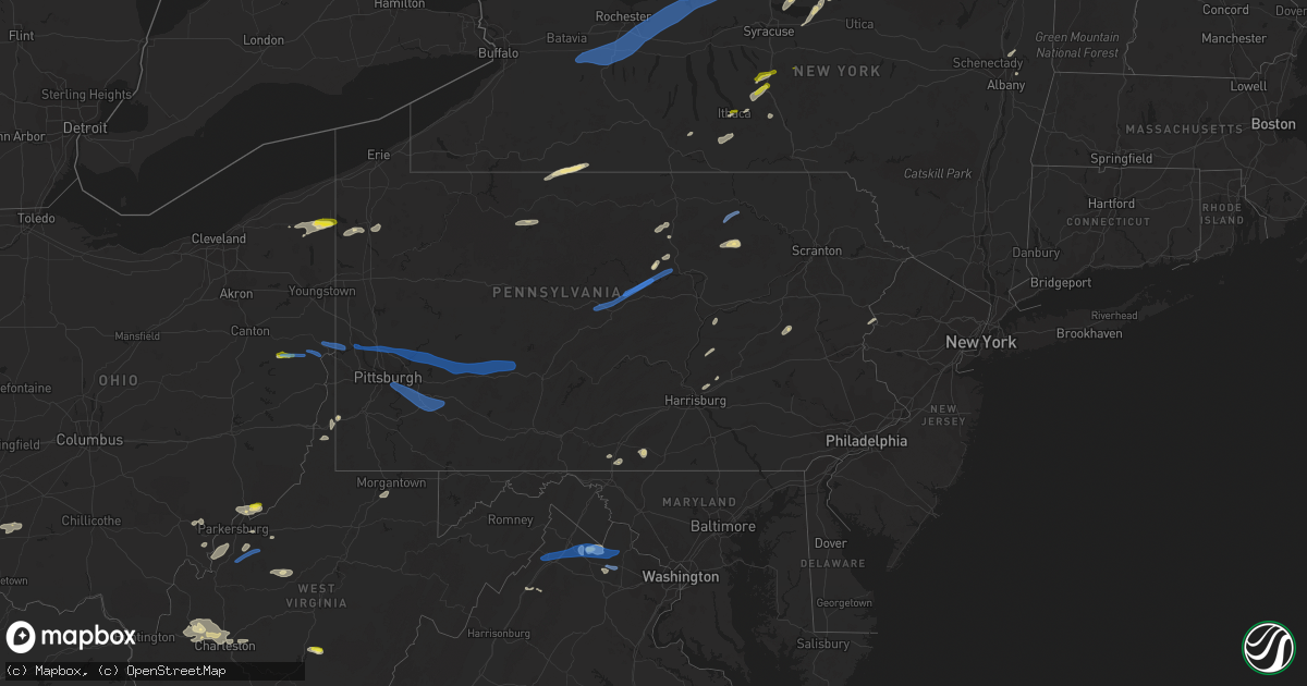 Hail map in Pennsylvania on June 21, 2021