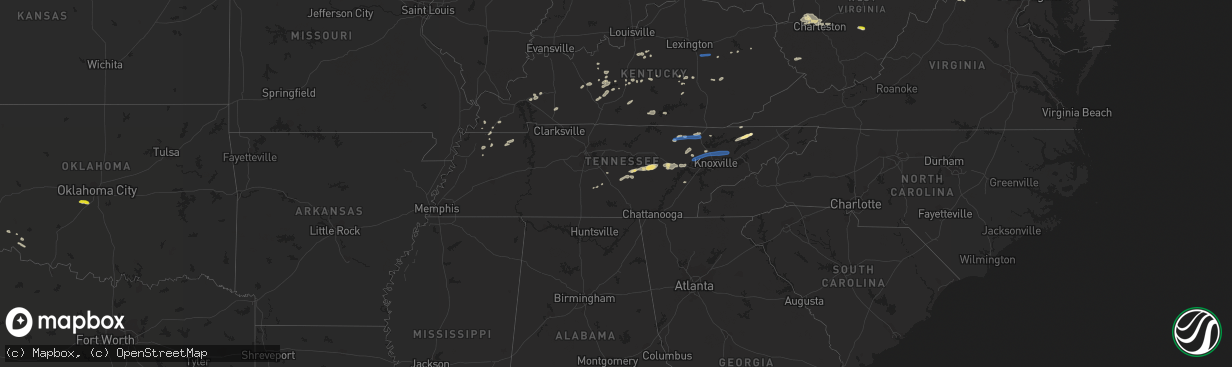 Hail map in Tennessee on June 21, 2021