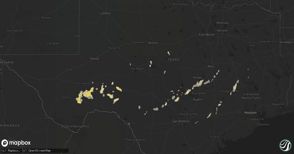 Hail map in Texas on June 21, 2021