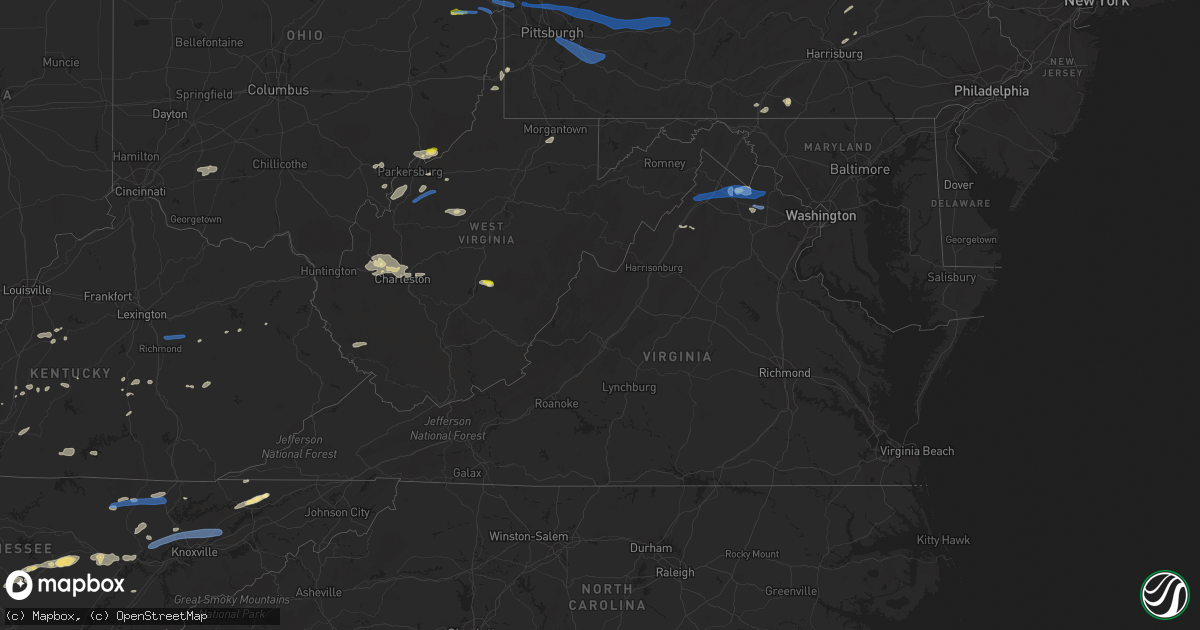 Hail map in Virginia on June 21, 2021