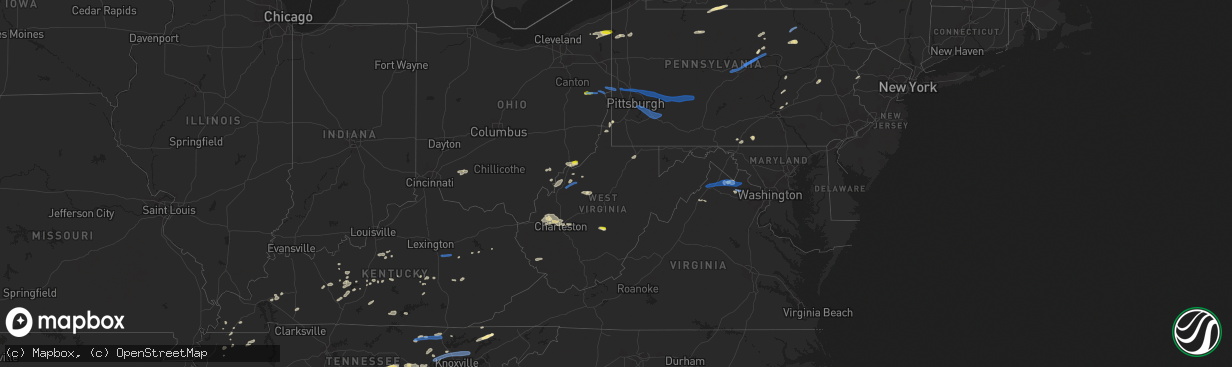 Hail map in West Virginia on June 21, 2021