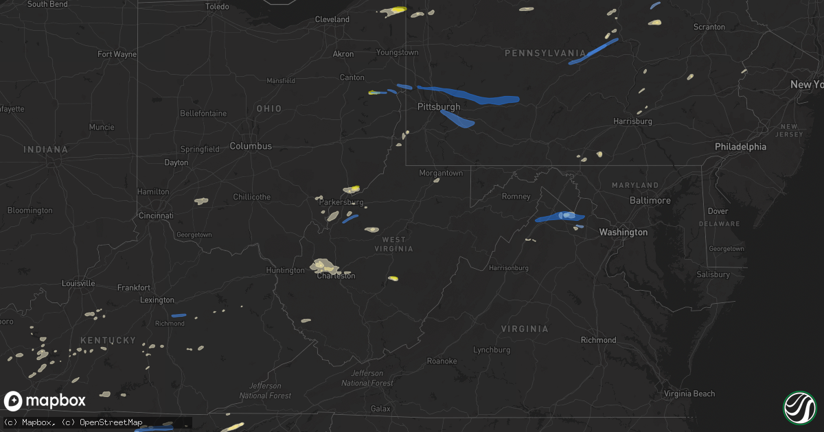 Hail map in West Virginia on June 21, 2021