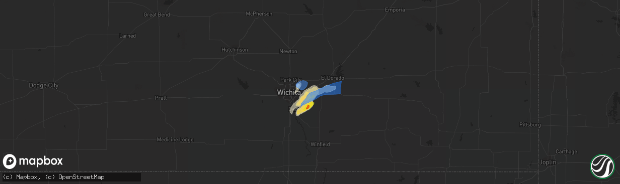 Hail map in Andover, KS on June 21, 2022