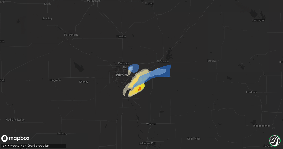 Hail map in Andover, KS on June 21, 2022