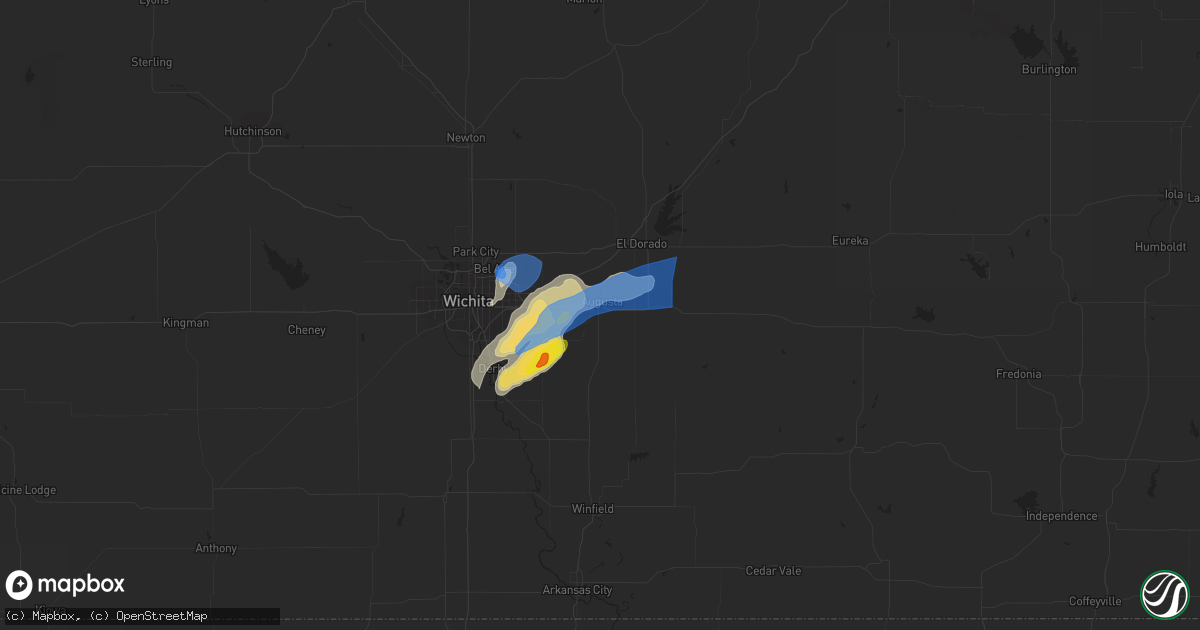 Hail map in Augusta, KS on June 21, 2022