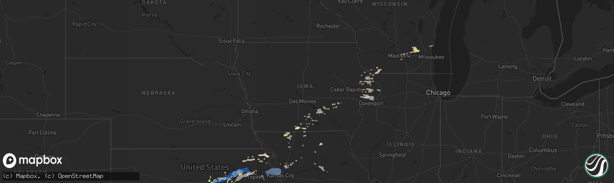 Hail map in Iowa on June 21, 2022