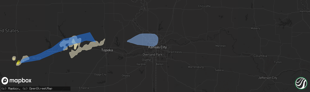 Hail map in Kansas City, KS on June 21, 2022