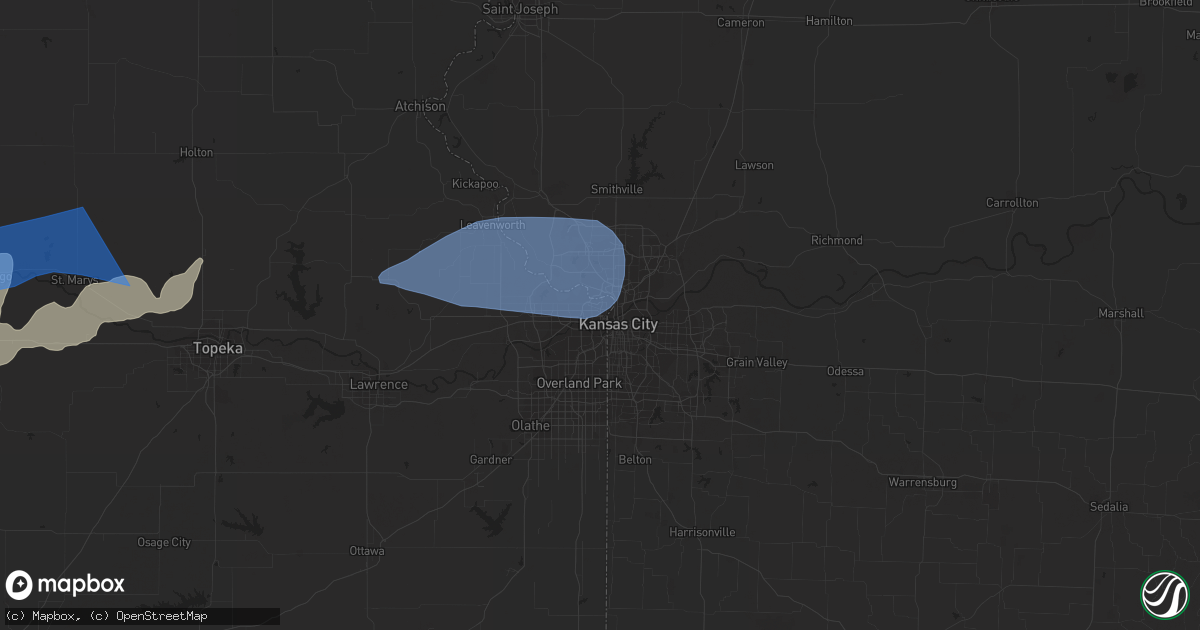 Hail map in Kansas City, KS on June 21, 2022