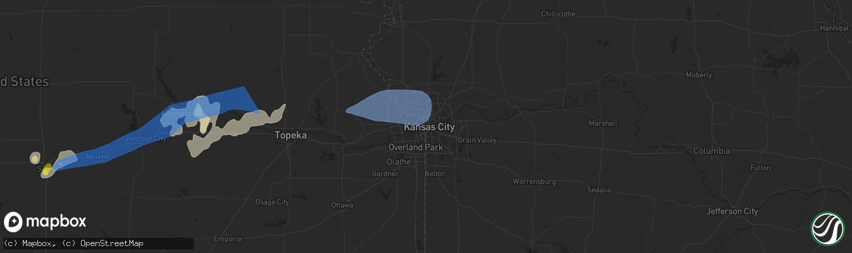 Hail map in Kansas City, MO on June 21, 2022