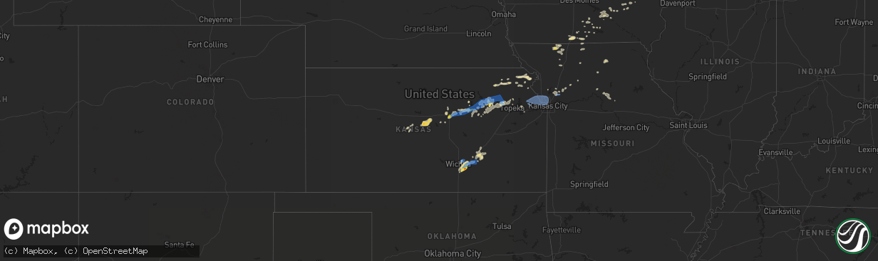 Hail map in Kansas on June 21, 2022