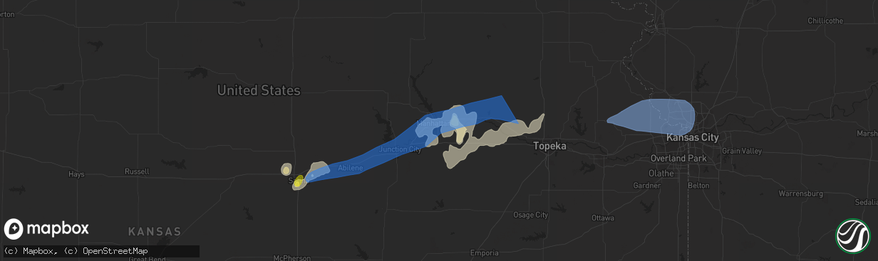 Hail map in Manhattan, KS on June 21, 2022