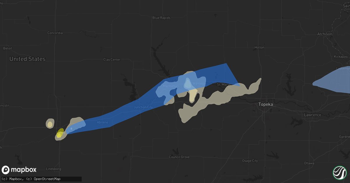 Hail map in Manhattan, KS on June 21, 2022