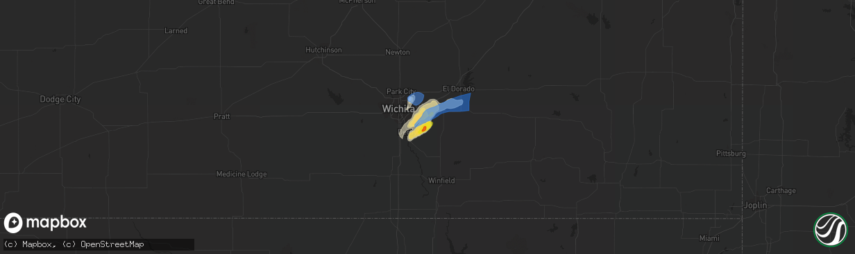 Hail map in Rose Hill, KS on June 21, 2022