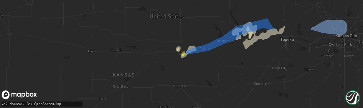 Hail map in Salina, KS on June 21, 2022