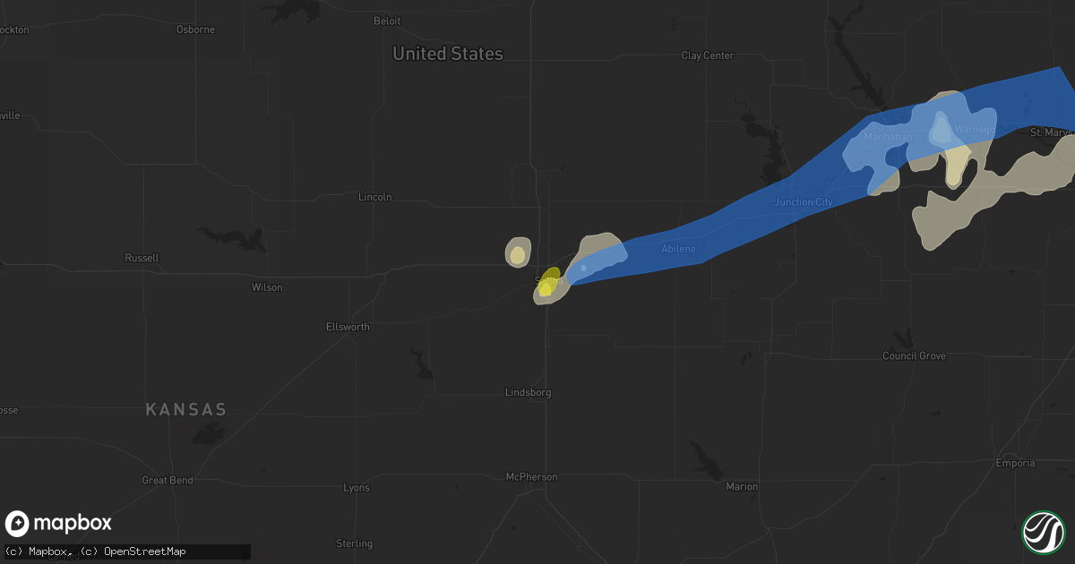 Hail map in Salina, KS on June 21, 2022