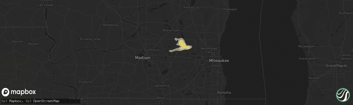 Hail map in Watertown, WI on June 21, 2022