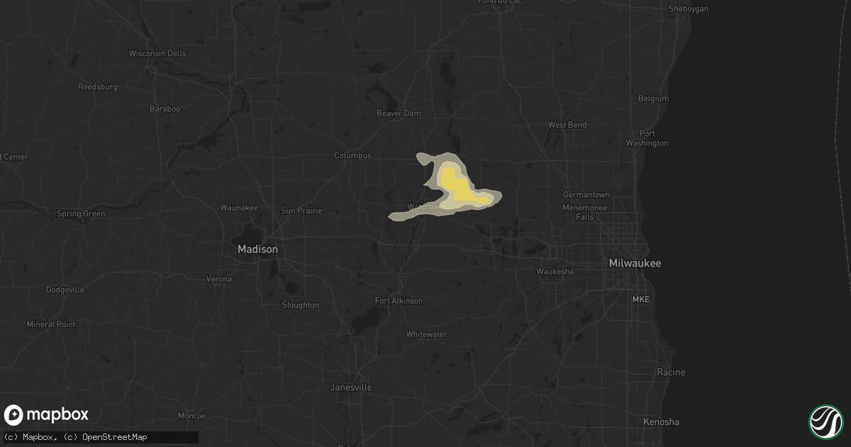 Hail map in Watertown, WI on June 21, 2022