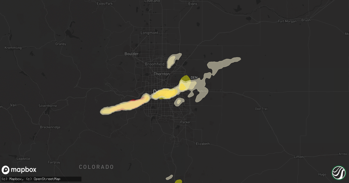 Hail map in Aurora, CO on June 21, 2023