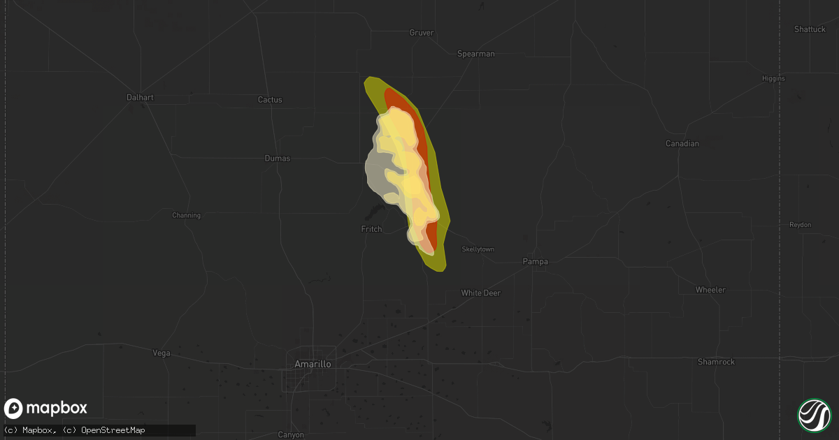 Hail map in Borger, TX on June 21, 2023