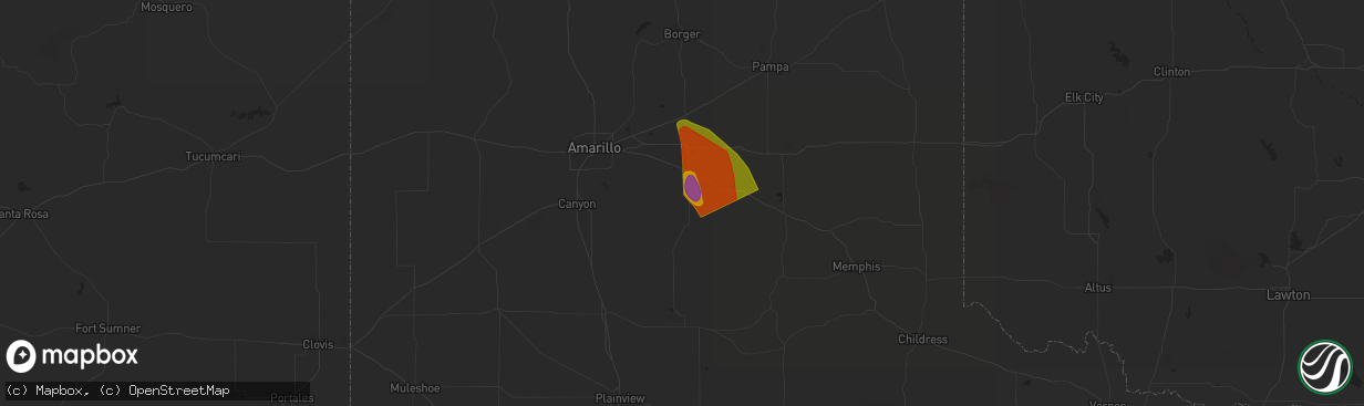 Hail map in Claude, TX on June 21, 2023