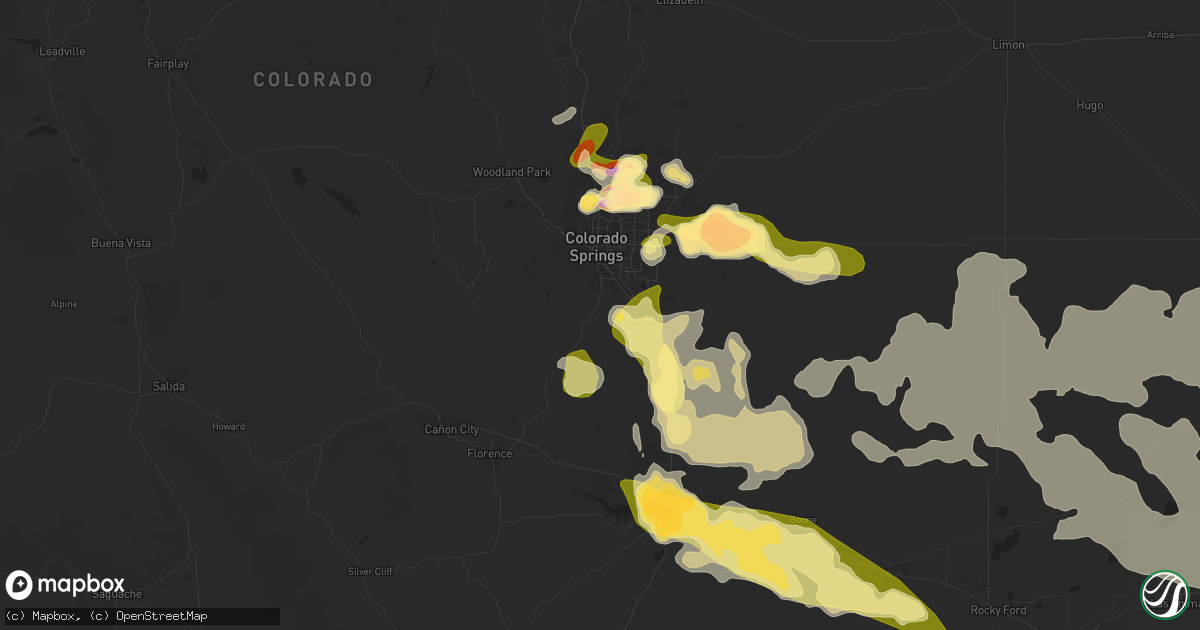 Hail map in Colorado Springs, CO on June 21, 2023