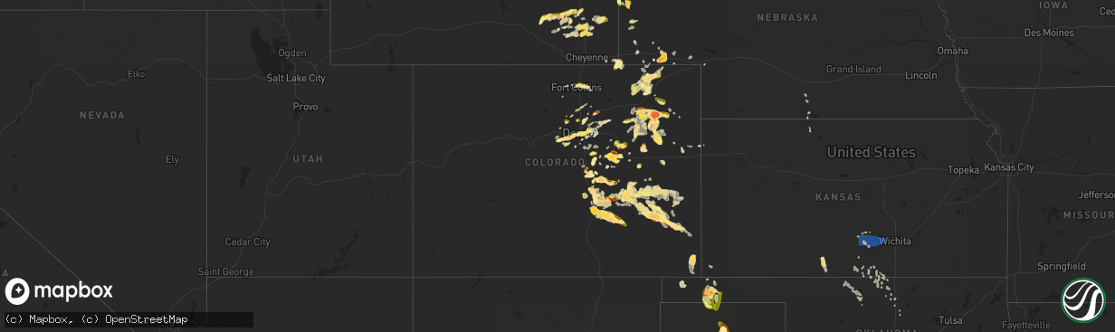 Hail map in Colorado on June 21, 2023