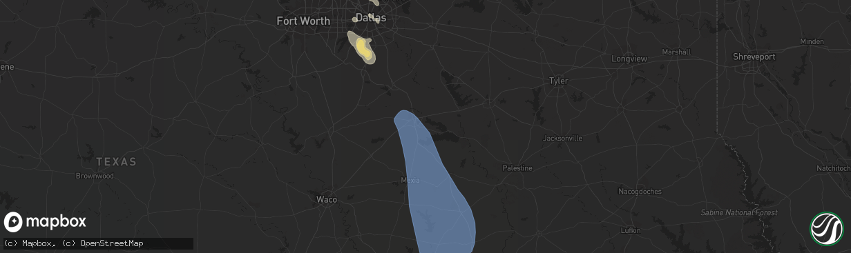 Hail map in Corsicana, TX on June 21, 2023