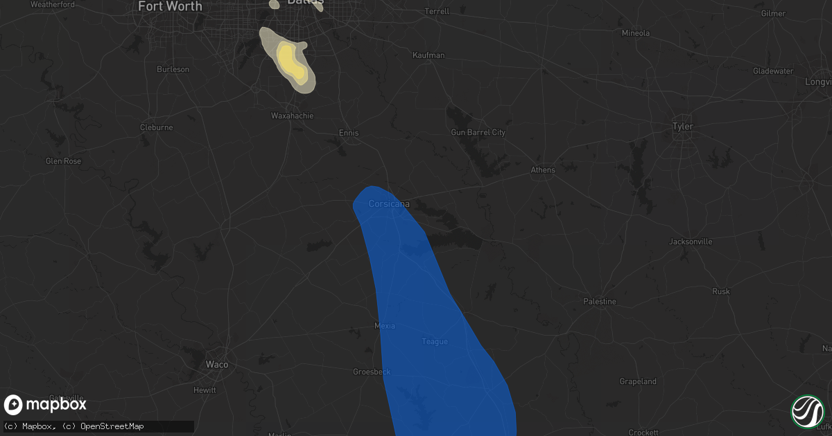 Hail map in Corsicana, TX on June 21, 2023