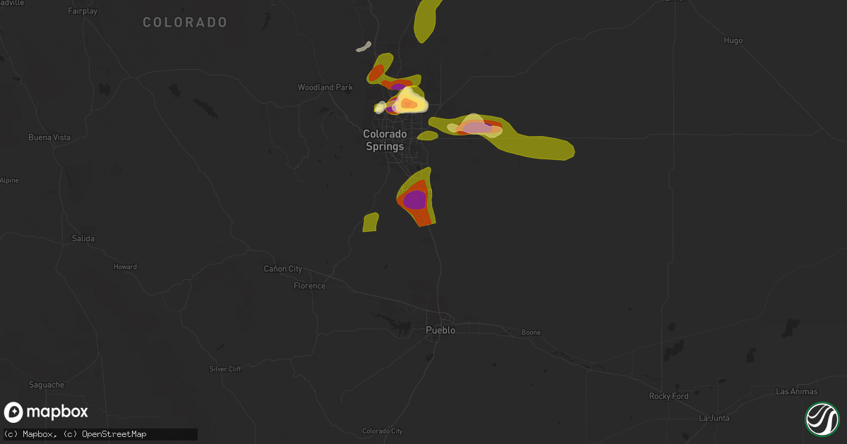 Hail map in Fountain, CO on June 21, 2023