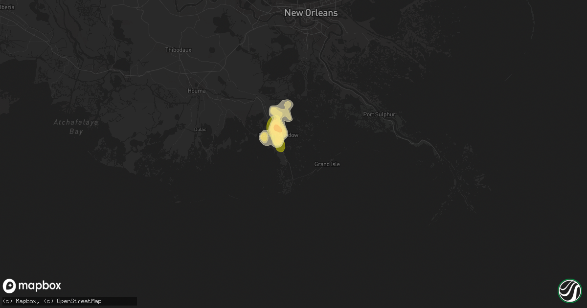 Hail map in Golden Meadow, LA on June 21, 2023