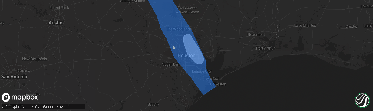Hail map in Houston, TX on June 21, 2023