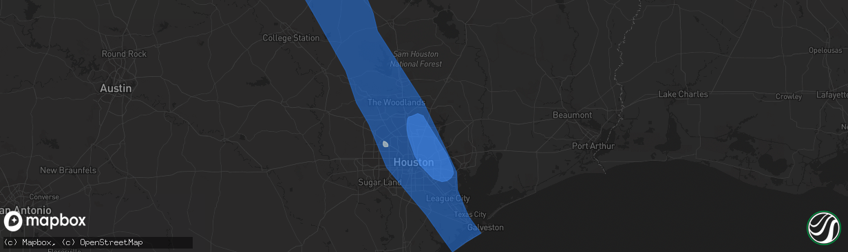 Hail map in Humble, TX on June 21, 2023
