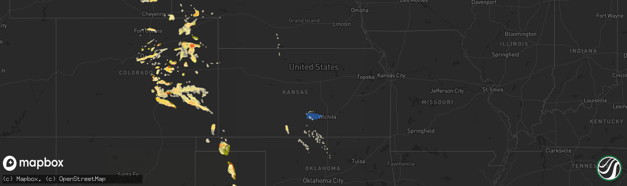 Hail map in Kansas on June 21, 2023