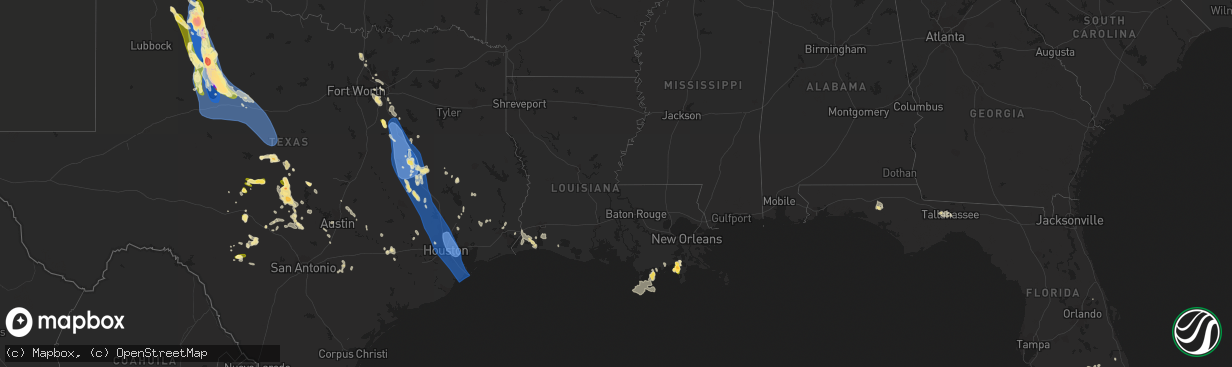 Hail map in Louisiana on June 21, 2023