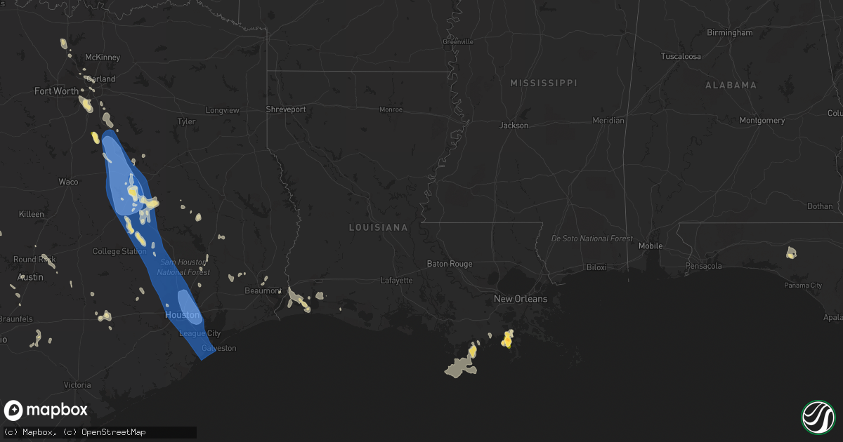 Hail map in Louisiana on June 21, 2023