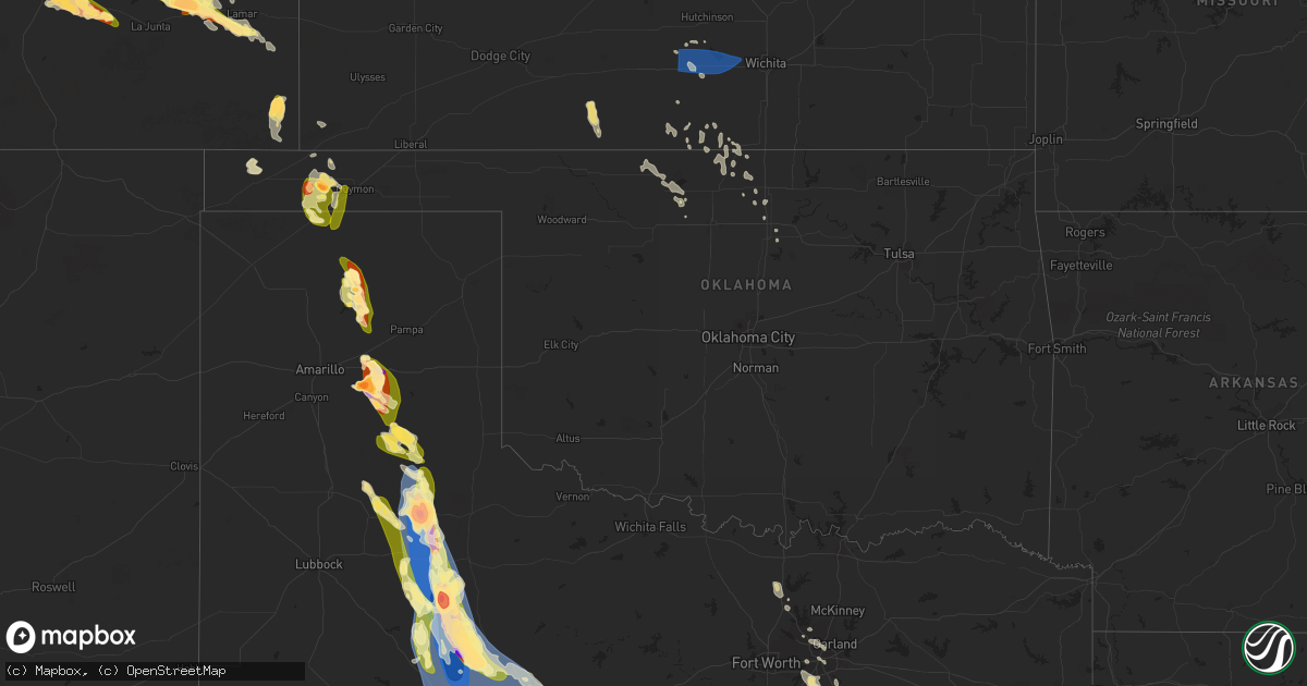 Hail map in Oklahoma on June 21, 2023