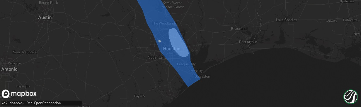 Hail map in Pasadena, TX on June 21, 2023