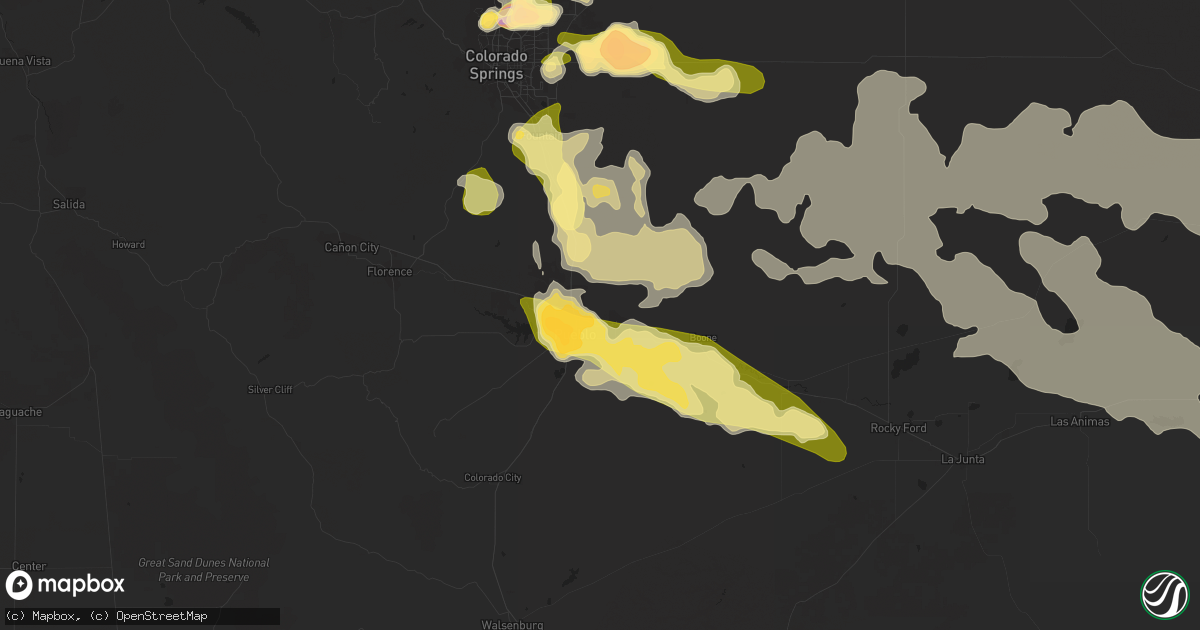 Hail map in Pueblo, CO on June 21, 2023