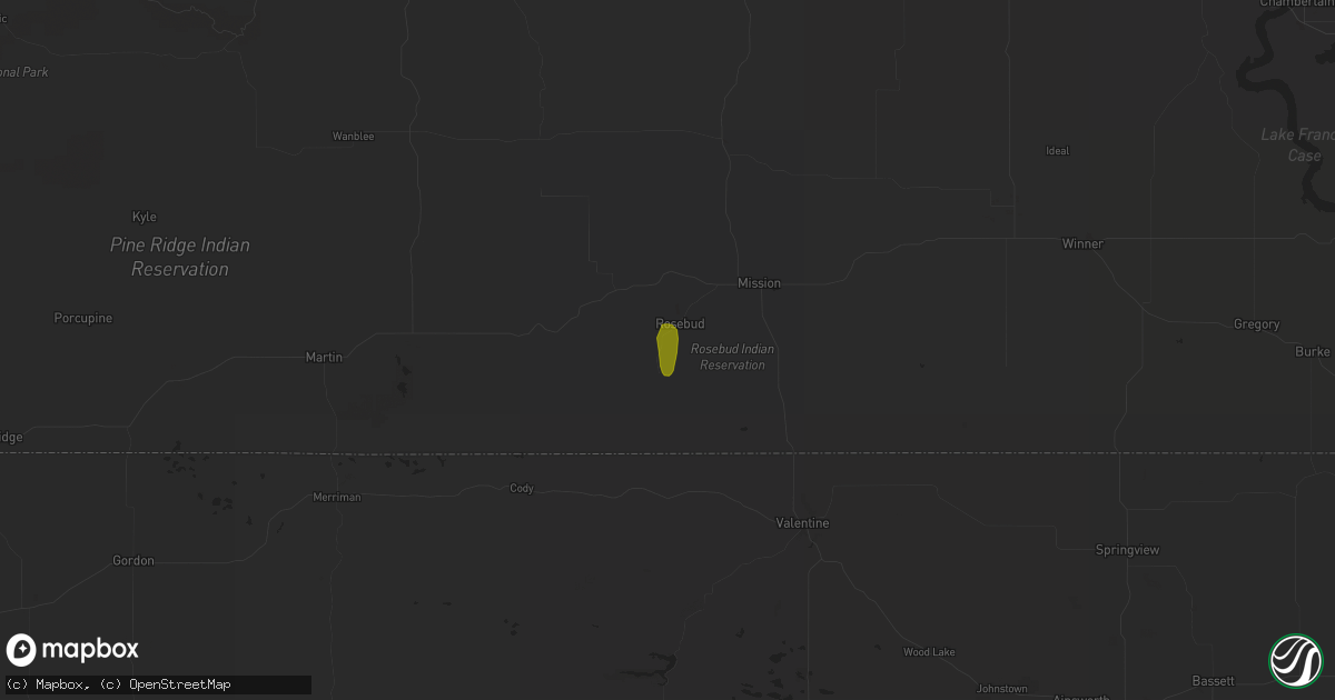 Hail map in Saint Francis, SD on June 21, 2023