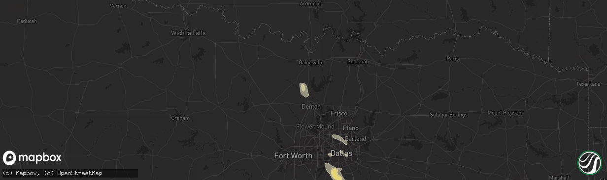 Hail map in Sanger, TX on June 21, 2023