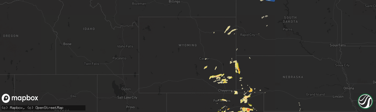Hail map in Wyoming on June 21, 2023