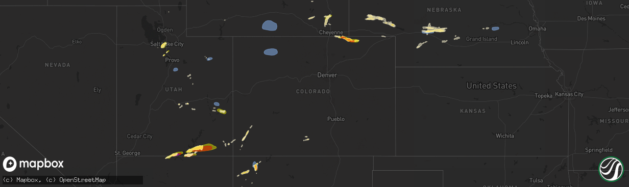 Hail map in Colorado on June 21, 2024