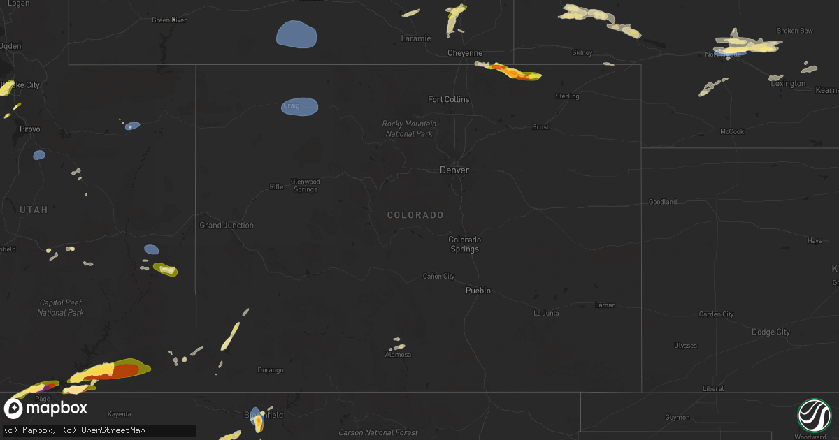 Hail map in Colorado on June 21, 2024