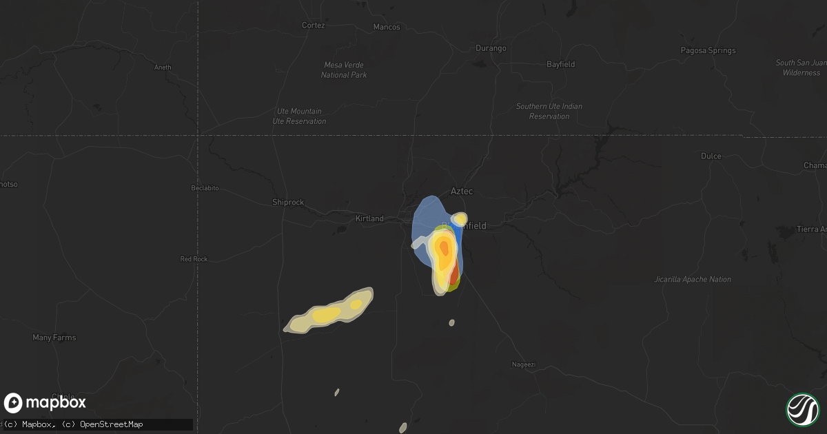 Hail map in Farmington, NM on June 21, 2024