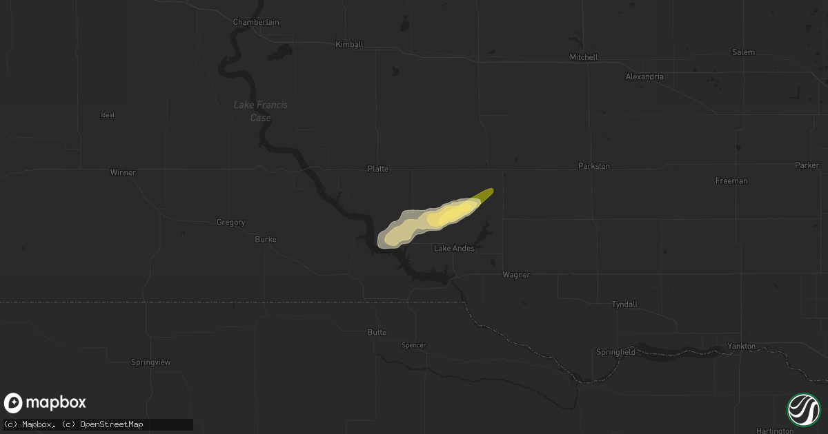 Hail map in Geddes, SD on June 21, 2024